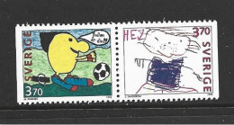 Sweden 1992 Children's Drawings Soccer Se-tenant Pair MNH - Unused Stamps