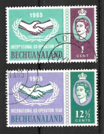 BECHUANALAND..QUEEN ELIZABETH II...(1952-22.)...." 1965.."......INTERNATIONAL CO-OPERATION YEAR.....SET OF 2.......VFU.. - 1965-1966 Autonomie Interne