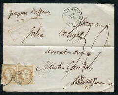 Devant De Papier D'Affaires De Villefranche Avec Deux N° 55 - Cachet Convoyeur Station VILLEFRANCHE PER. Tse - 1849-1876: Période Classique