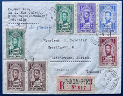 LETTRE INDOCHINE CAMBODGE N°182, 183, 184, 185 & 187 Oblitérés Dateur PHOM-PENH 8 MAI 1947 Pour ALTSTETTEN / SUISSE - Autres & Non Classés