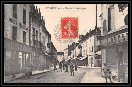 20918 Semeuse 10c Obl Gare De Chagny Carte Postale Animée Rue De La Republique 1920 France Lettre Ferroviaire - Poste Ferroviaire
