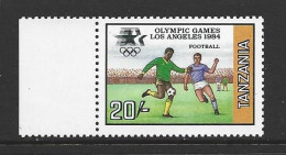 Tanzania Soccer At Olympic Games 1984 Los Angeles 20 /- Single MNH - Ungebraucht