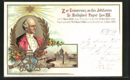 Lithographie Rom, Petersdom Mit Petersplatz, Zur Erinnerung An Das Jubiläum Sr. Heiligkeit Papst Leo XIII.  - Popes