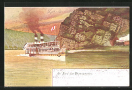 Künstler-AK Loreley, Rheindampfer  - Other & Unclassified