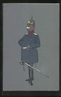 AK Betagter Soldat Mit Schwert Und Pickelhaube In Uniform  - Guerre 1914-18