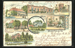 Lithographie Dorfmark, Gasthof Zum Deutschen Hause, Villa Allermann, Bannhof & Weidenhöfer  - Autres & Non Classés