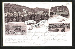 Lithographie Sooden A.d. W., Panorama, Kurhaus, Alter Salzbrunnen & Aussenseite Des Tores  - Other & Unclassified