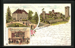 Lithographie Holle / Niedersachsen, Hotel Schloss Wohldenberg, Inh. Fritz Marahrens, Aussichtsturm  - Other & Unclassified