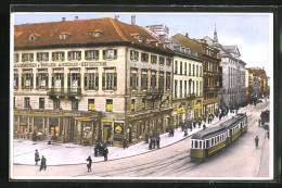 AK Karlsruhe, Marktplatz, Kaiserstrasse Mit Strassenbahn  - Tramways