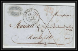 1491 Rhone Marque Postale Tarare Pour Rochefort Charente-Maritime Port Payé En Rouge 1847 LAC Lettre Cover France - 1801-1848: Precursors XIX