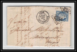 1475 Rhone Cérès N°60 T1 GC 6316 Lyon LES TERREAUX Pour MIRECOURT VOSGES 25/9/1875 LAC Lettre Cover France - 1849-1876: Classic Period