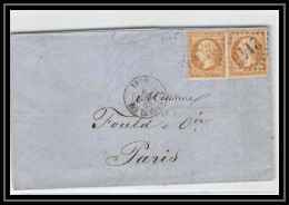 1473 Rhone Napoléon N°21 GC 2145 Pour Paris 4/6/1865 PAIRE LSC Lettre Cover France - 1849-1876: Classic Period