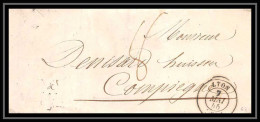 1442 Rhone Marque Postale Lyon Pour Compiègne Oise 7/5/1845 LAC Lettre Cover France - 1801-1848: Precursors XIX