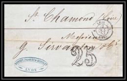 1444 Rhone Marque Postale Lyon Pour Saint-Chamond Loire 12/10/1853 LAC Lettre Cover France - 1849-1876: Période Classique