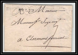 1406 Rhone Marque Postale Lyon N°16 Clermont-Ferrand 1761 LSC Lettre Cover France - 1701-1800: Précurseurs XVIII