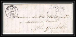 1379 Rhone Marque Postale Mornant Goncelin Isère 1851 Cachet Or Origine Rurale Marquis Monteynar LAC Lettre Cover France - 1849-1876: Période Classique