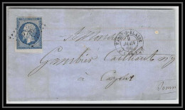 1985 Haute-Marne N°14 T Tb Bord De Feuille Pc 3498 Vassy Pour Cayeux-sur-Mer 1860 Devant De Lettre Cover France  - 1849-1876: Classic Period