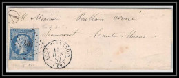 1921 Haute-Marne Napoléon N°14 T1 Bord De Feuille Pc 104 Arc-en-Barrois Boite Rurale A 14/6/1859 LSC Lettre Cover France - 1849-1876: Classic Period