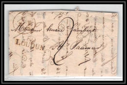 1848 Vienne Marque Postale LOUDUN 31x11.5 Indice 5 Pour Saumur 14/8/1828 LAC Lettre Cover France - 1801-1848: Précurseurs XIX