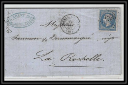 1812 Vienne Napoléon N°22 GC 955 Châtellerault Pour La Rochelle 1863 Covoyeur C Paris A Bordeaux LAC Lettre Cover France - 1849-1876: Classic Period