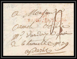 1708 Oise Marque Postale Grandvilliers 51x11 Rouge Indice 7 Pour Paris 27/7/1818 LAC Lettre Cover France - 1801-1848: Precursors XIX