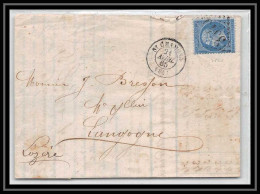 1755 Loire 42 Napoléon N°22 Gc 3540 Saint Chamond Pour Langogne Lozere 21/4/1865 Convoyeur LAC Lettre Cover France - 1849-1876: Classic Period