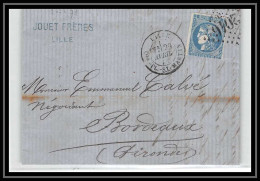 1598 Nord Bordeaux N°46b Gc 2046 Lille Pour BORDEAUX GIRONDE 29/4/1871 Convoyeur CALAIS Paris LAC Lettre Cover France - 1849-1876: Classic Period