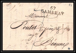 1613 Nord Marque Postale Cambrai (cambray) 33X10 INDICE 4 Pour Beaune Cote D'or Bourgogne 7/5/18 LAC Lettre Cover France - 1801-1848: Précurseurs XIX