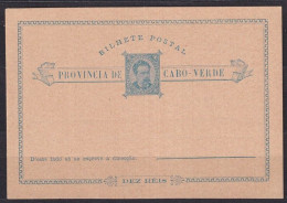 PORTUGAL/Provincia De Cabo Verde. 1878/ten-reis Postal Stationery Card, Internal Service/unused. - Cape Verde