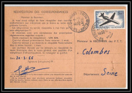 50320 Colombes Hauts De Seine 1966 Poste Aérienne PA N°40 Caravelle Airmail Ordre Reexpedition Temporaire France - 1960-.... Covers & Documents