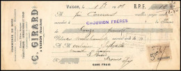 51188 Bois Girard Vaison Vaucluse Effets De Commerce N°345 Tasset 1908 Timbre Fiscal E-Buis Drome Fiscaux Document - Briefe U. Dokumente