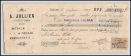 51189 Entete Metaux Vaison Vaucluse Effets De Commerce N°345 Tasset 1909 Timbre Fiscal Buis Drome Fiscaux Document - Briefe U. Dokumente