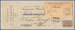 51177 Entete Vins Wine Champin Lyon Y&t N°345 Tasset 1904 Timbre Fiscal Molans Drome Fiscaux Sur Document - Briefe U. Dokumente