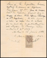 51153 Quittances Y&t N°48 Tasset 1892 Drome Buis-les-Baronnies Timbre Fiscal Fiscaux Sur Document - Briefe U. Dokumente