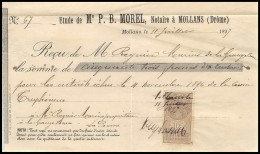 51159 Quittances Y&t N°48 Tasset 1897 Drome Molans Etude Morel Timbre Fiscal Fiscaux Sur Document - Briefe U. Dokumente