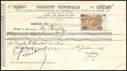 51096 Quittances Y&t N°6 Syracusaine 1887 Societe Genrale Carpentras Timbre Fiscal Fiscaux Sur Document - Briefe U. Dokumente