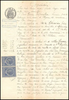 51078 Copies Dimension Y&t N°9 Syracusaine Paire 1891 Drome Buis-les-Baronnies Timbre Fiscal Fiscaux Sur Document - Briefe U. Dokumente