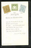 AK Abschied Der Schwabenmarken, Marken Aus Den Jahren 1851, 1857 & 1869, Gedicht Von W. Wdm.  - Postzegels (afbeeldingen)