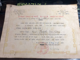 SOUTH Vietnam Sells Paper Certificate Of Merit During The Republic Of Vietnam Period-certificate Of Entry And Exit Cert - Other & Unclassified