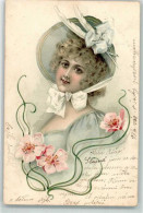 10684851 - Elegante Frau Hutmode Blumen Lithographie - Autres & Non Classés