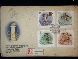 CM) 1956. HUNGARY. FDC.  OLYMPIC GAMES. ENVELOPE SENT TO BRAZIL. MULTIPLE STAMPS. XF - Hungary