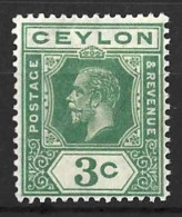 CEYLON.....KING GEORGE V....(1910-36.).....3c......SG302.....MH...... - Ceylan (...-1947)