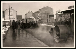 2 Fotografien Strassenbau, Bauarbeiter Asphaltieren Eine Strasse, Dampfwalze, Baumaschine  - Professions