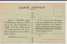 Honfleur (14 Calvados) Carte D'un Représentant Agent Des Charbonnages Veux De Nouvel An 1er Janvier 1933 - Carte église - Falaise