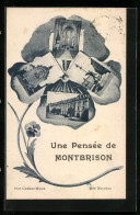 Salutations Fleuries-CPA Montbrison, Monument Aux Morts, L`Ecole Normale  - Montbrison