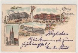 39086151 - Kassel, Lithographie. Bahnhof Koenigsplatz Friedrichsplatz Martinskirche Gelaufen, Ca. 1902. Leicht Buegig,  - Kassel
