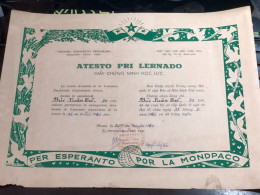 SOUTH Vietnam Sells Paper Certificate Of Merit During The Republic Of Vietnam Period-certificate Of Entry And Exit Certi - Autres & Non Classés