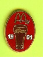 Pin's Mac Do McDonald's Coca-Cola Verre 1991 - 8A20 - Coca-Cola