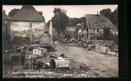 AK Berggiesshübel, Hochwasserkatastrophe 1927  - Overstromingen