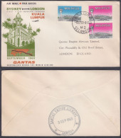 Malaysia 1985 First Flight Cover Sydney To London, Kuala Lumpur, Qantas Air, Aeroplane, Airplane, Mosque Architecture - Malaysia (1964-...)